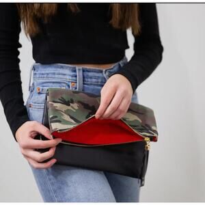 Fold Over - Camo and Black w/Red clutch